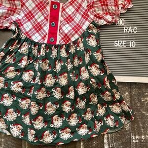 Ric rac and ruffles Plaid and Santa Print Kids Blouse